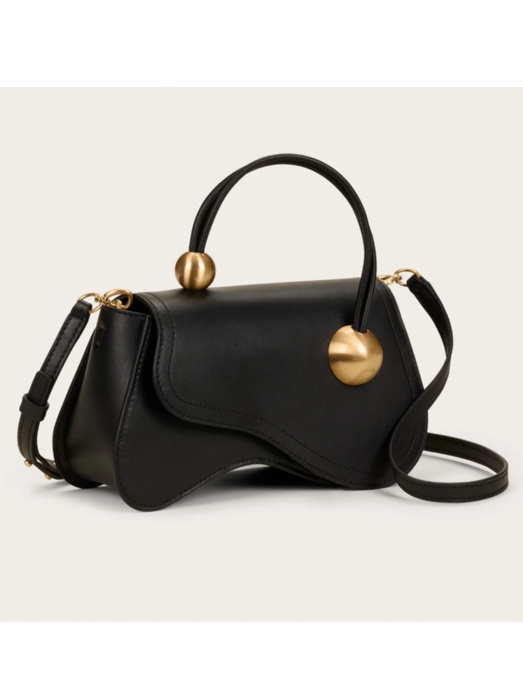Cult Gaia Black Leather Crossbody Bag With Gold Hardware